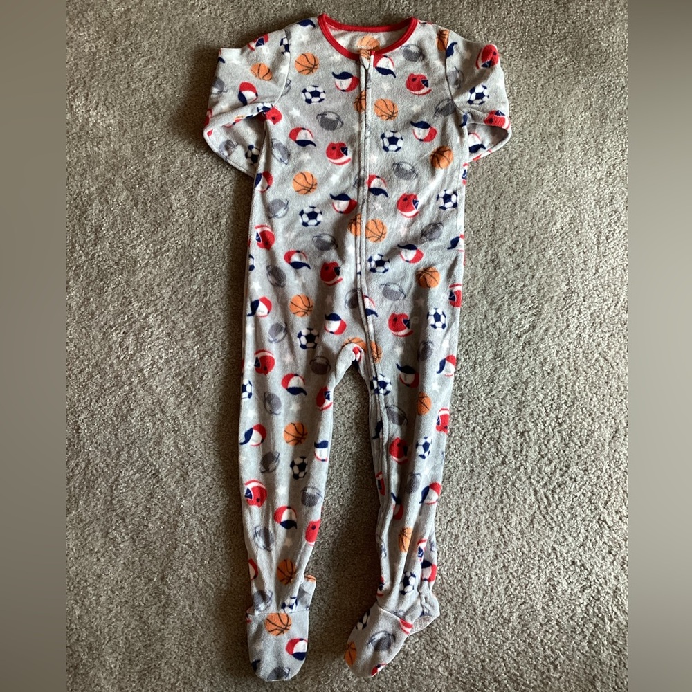 Absorba Gray Sports Theme Kids Footie Pajamas - NEW